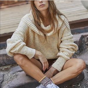 Free People Leo Cowl-Neck Sweater Tunic L